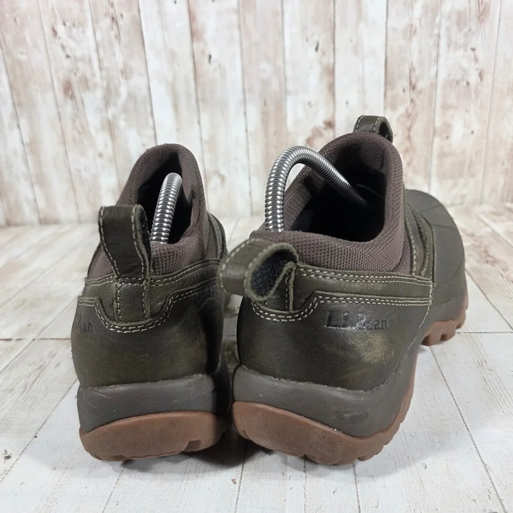 LL Bean Storm Chaser Mens 8.5 Brown Waterproof Leather Slip On Duck Boots 507173